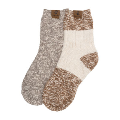 Bearpaw Geo Texture 2 Pair Quarter Ankle Socks Womens