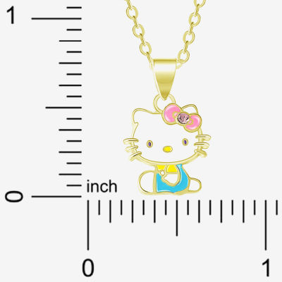 Crystal 18K Gold Over Brass 18 Inch Cable Hello Kitty Pendant Necklace