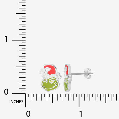 Christmas Santa Pure Silver Over Brass 13.5mm Grinch Stud Earrings