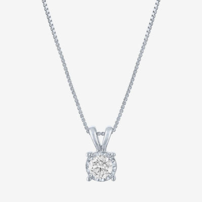 (G-H / I1-I2) Womens 1/3 CT. T.W. Lab Grown White Diamond Sterling Silver Pendant Necklace