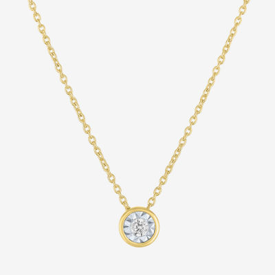 (G-H / I1-I2) Womens 1/10 CT. T.W. Lab Grown White Diamond 14K Gold Over Silver Pendant Necklace