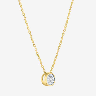 (G-H / I1-I2) Womens 1/10 CT. T.W. Lab Grown White Diamond 14K Gold Over Silver Pendant Necklace