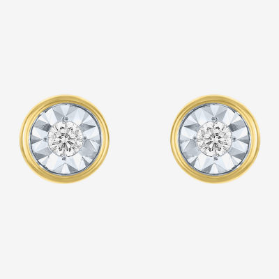 (G-H / I1-I2) 1/10 CT. T.W. Lab Grown White Diamond 14K Gold Over Silver 6.5mm Stud Earrings