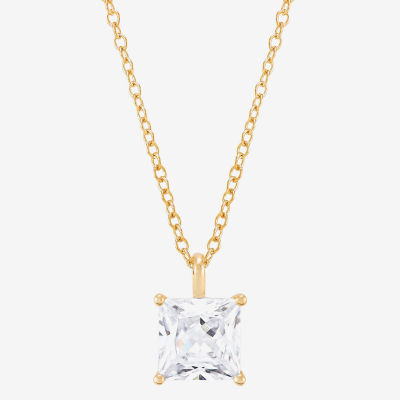 (H-I / Si1-Si2) Womens 2 CT. T.W. Lab Grown White Diamond 14K Gold Square Pendant Necklace