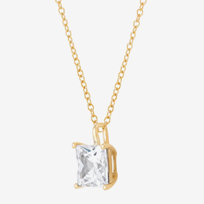 (H-I / Si1-Si2) Womens 2 CT. T.W. Lab Grown White Diamond 14K Gold Square Pendant Necklace