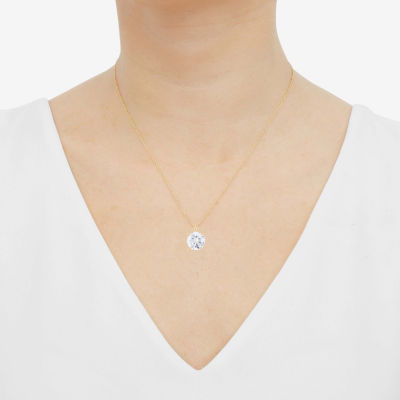 ( H-I/Si1-Si2 ) 2 CT. Lab-Grown Diamond 14K Gold Round 18 Inch Pendant Necklace