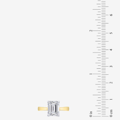 (I-J / SI2) Womens 3 CT Lab Grown White Diamond 14K Gold Emerald Solitaire Engagement Ring