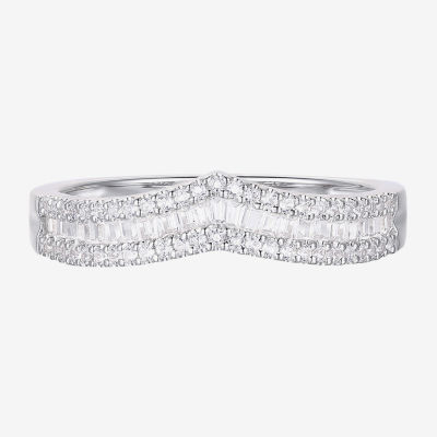 (G-H / Vs2-Si1) Womens 1/2 CT. T.W. Lab Grown White Diamond 10K White Gold Chevron Anniversary Wedding Band