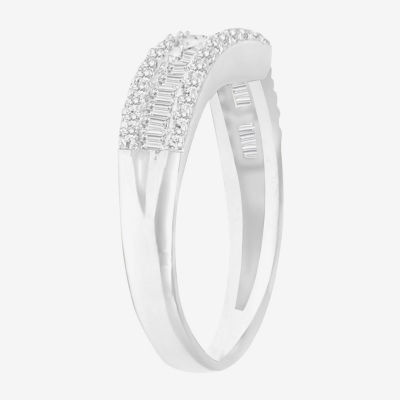(G-H / Vs2-Si1) Womens 1/2 CT. T.W. Lab Grown White Diamond 10K White Gold Chevron Anniversary Wedding Band