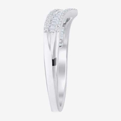 (G-H / Vs2-Si1) Womens 1/2 CT. T.W. Lab Grown White Diamond 10K White Gold Chevron Anniversary Wedding Band