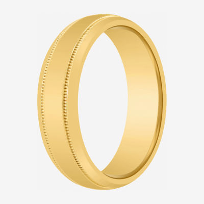 Mens 6MM 14K Gold Over Silver Wedding Band