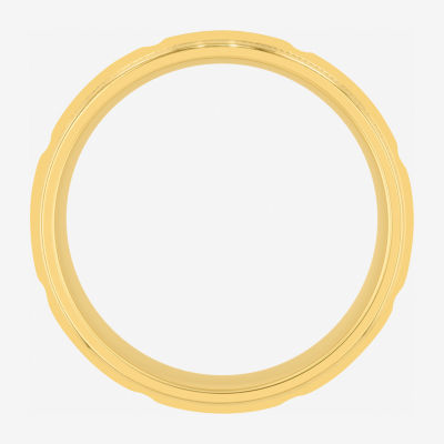 Mens 8MM 14K Gold Over Silver Wedding Band