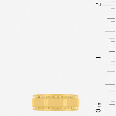 Mens 8MM 14K Gold Over Silver Wedding Band