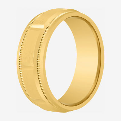 Mens 8MM 14K Gold Over Silver Wedding Band