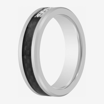 6MM 1/10 CT. T.W. Natural Diamond Tungsten Round Wedding Band