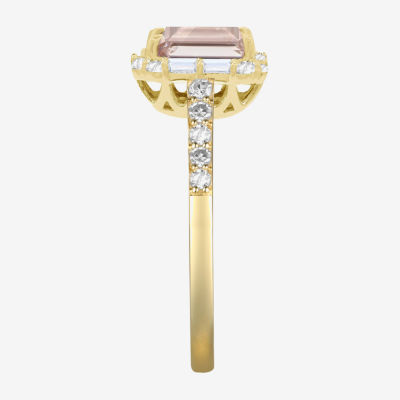 Yes, Please! Womens Lab Created Pink Sapphire 14K Gold Over Silver Cocktail Ring