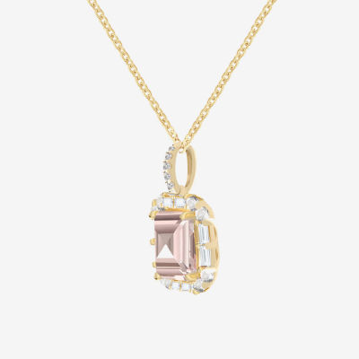 Yes, Please! Womens Lab Created Pink Sapphire 14K Gold Over Silver Pendant Necklace