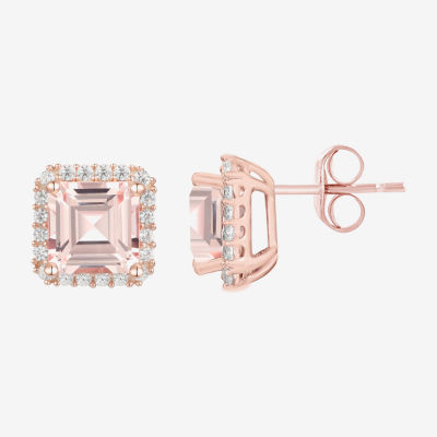 Yes, Please! Lab Created Champagne Sapphire 14K Rose Gold Over Silver 8mm Stud Earrings