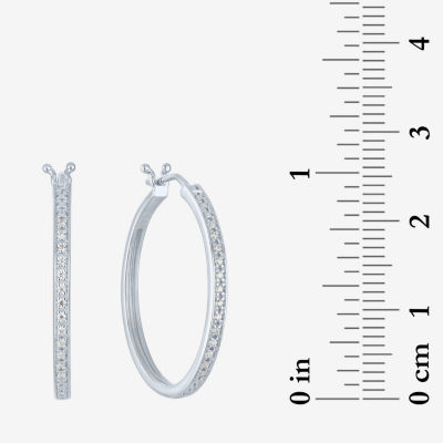 Yes, Please! 1/10 CT. T.W. Natural White Diamond Sterling Silver 25mm Hoop Earrings