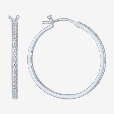 Yes, Please! 1/10 CT. T.W. Natural White Diamond Sterling Silver 25mm Hoop Earrings