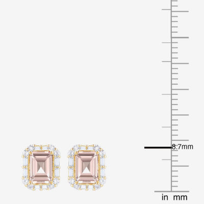 Yes, Please! Lab Created Pink Sapphire 14K Gold Over Silver 8mm Stud Earrings