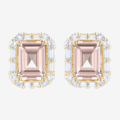 Yes, Please! Lab Created Pink Sapphire 14K Gold Over Silver 8mm Stud Earrings