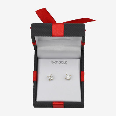 Princess-Cut Cubic Zirconia 10K Gold Stud Earrings