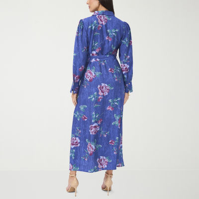 MSK Womens Long Sleeve Floral Maxi Dress