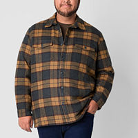mutual weave Mens Big and Tall Midweight Shirt Jacket, Large Tall, Black