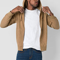 U.S. Polo Assn. Fleece Mens Long Sleeve Embroidered Zipper Hoodie, Small, Brown