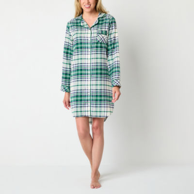 Liz Claiborne Womens Flannel Long Sleeve Nightshirt