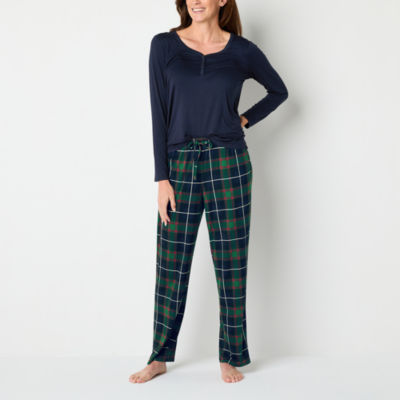 Liz Claiborne Cool and Calm Womens Long Sleeve 2-pc. Pant Pajama Set