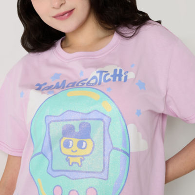 Juniors Tamagotchi Oversized Tee Womens Crew Neck Short Sleeve Graphic T-Shirt