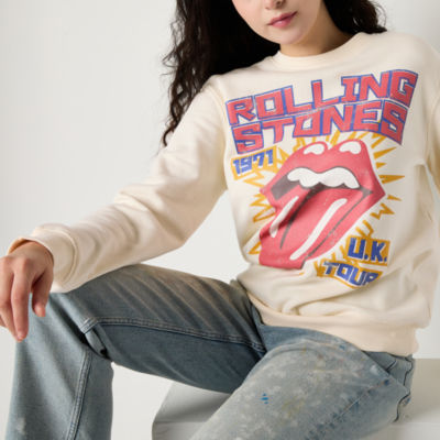 Juniors Rolling Stones Womens Crew Neck Long Sleeve Sweatshirt