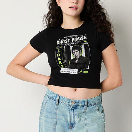 Ripple Junction Beetlejuice The Movie Ghost House Baby Tee Womens Crew Neck Short Sleeve Beetlejuice Crop Top Juniors