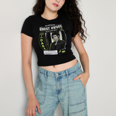 Ripple Junction Beetlejuice The Movie Ghost House Baby Tee Womens Juniors Crew Neck Short Sleeve Beetlejuice Crop Top