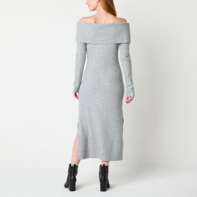 Worthington Womens Long Sleeve Midi Sweater Dress