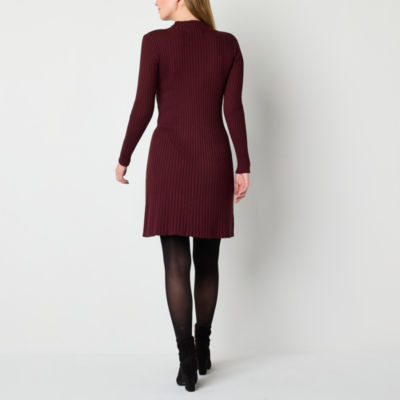 Wenrine Women's Long Sleeve Sweater Dress - Knit Crochet Mini Skater Dress