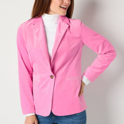 St. John's Bay Velvet Womens Fitted Blazer