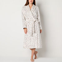 Liz Claiborne Womens Tall Fleece Long Sleeve Long Length Robe, Medium Tall, White