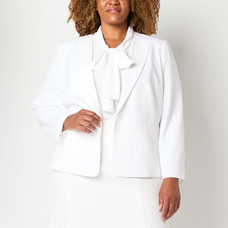 Black Label by Evan-Picone Womens Classic Fit Plus Suit Jacket, 14w, White