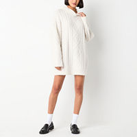 Arizona Juniors Hooded Sweater Dress, Medium, White