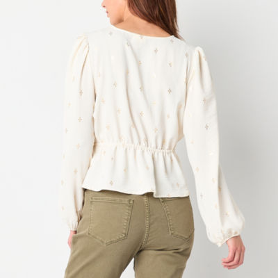 a.n.a Womens V Neck Long Sleeve Blouse