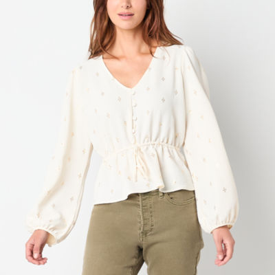 a.n.a Womens V Neck Long Sleeve Blouse