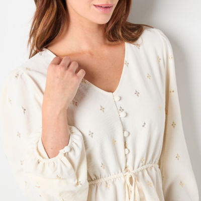 a.n.a Womens V Neck Long Sleeve Blouse