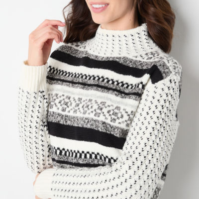 a.n.a Womens Mock Neck Long Sleeve Fair isle Pullover Sweater