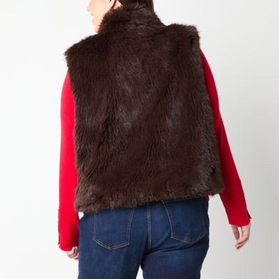 Liz Claiborne Faux Fur Vest Plus