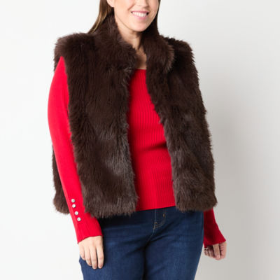 Liz Claiborne Faux Fur Vest Plus