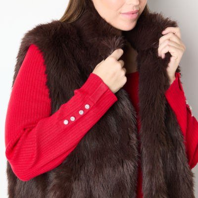 Liz Claiborne Faux Fur Vest Plus