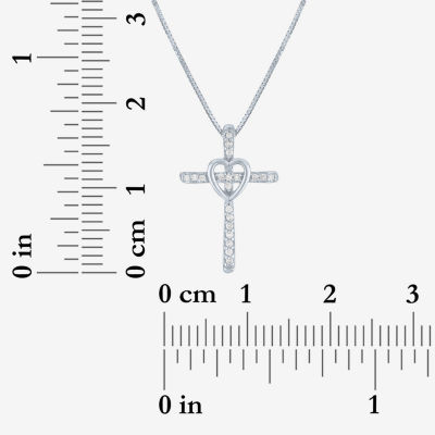 Diamond Accent Cross (G-H, Si2-I1) Womens Diamond Accent Lab Grown White Diamond Accent 10K White Gold Cross Pendant